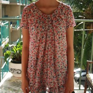 Women's Floral short sleeve tops / pink